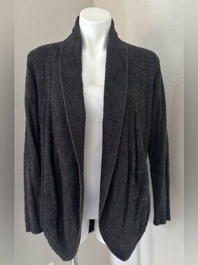 BAREFOOT DREAMS Cozychic Lite Circle Open Cardigan Heathered Carbon Black/Gray M